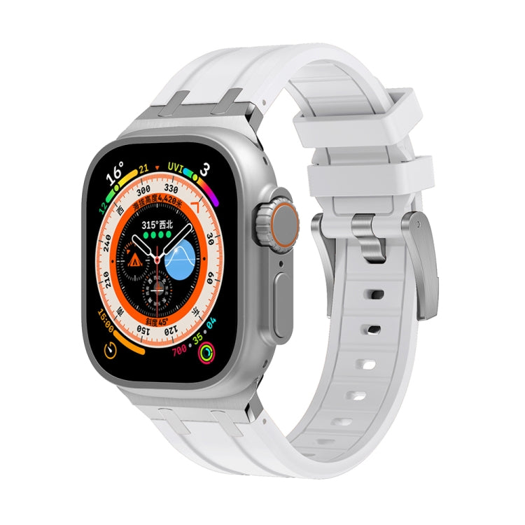 AP Silicone Watch Band For Apple Watch 8 41mm(Silver White) - Watch Bands by PMC TechLife | Online Shopping South Africa | PMC TechLife