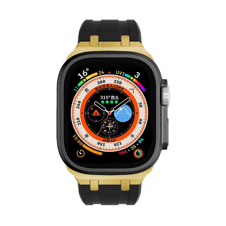 AP Silicone Watch Band For Apple Watch 8 45mm(Gold Black) - Watch Bands by PMC TechLife | Online Shopping South Africa | PMC TechLife