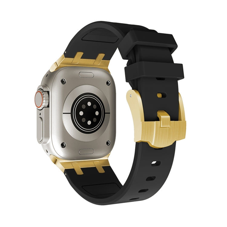 AP Silicone Watch Band For Apple Watch 7 41mm(Gold Black) - Watch Bands by PMC TechLife | Online Shopping South Africa | PMC TechLife