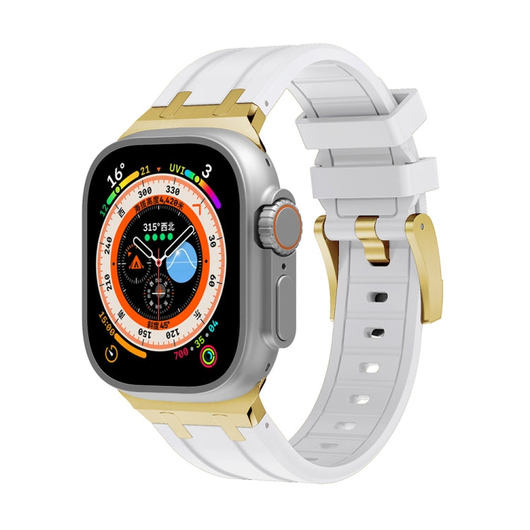 AP Silicone Watch Band For Apple Watch 7 41mm(Gold White) - Watch Bands by PMC TechLife | Online Shopping South Africa | PMC TechLife