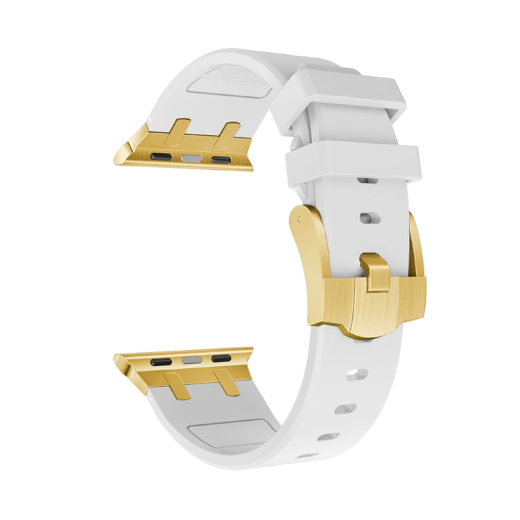 AP Silicone Watch Band For Apple Watch 7 45mm(Gold White) - Watch Bands by PMC TechLife | Online Shopping South Africa | PMC TechLife