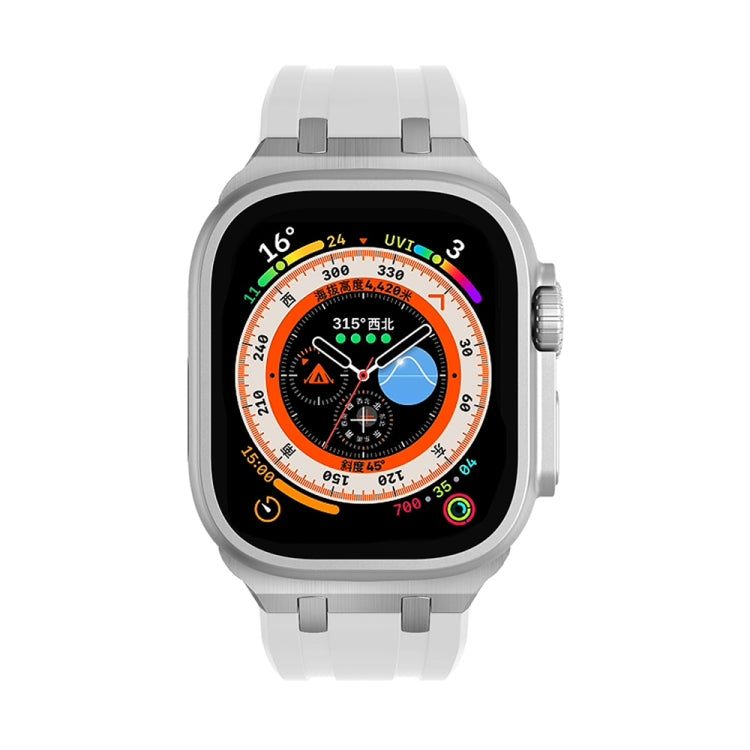 AP Silicone Watch Band For Apple Watch 7 45mm(Silver White) - Watch Bands by PMC TechLife | Online Shopping South Africa | PMC TechLife