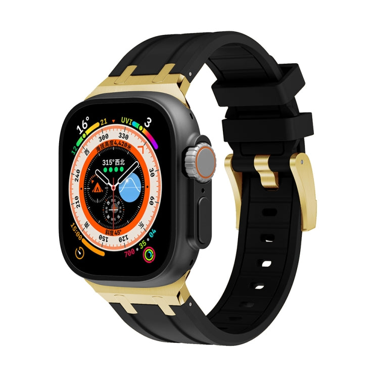 AP Silicone Watch Band For Apple Watch 6 44mm(Gold Black) - Watch Bands by PMC TechLife | Online Shopping South Africa | PMC TechLife