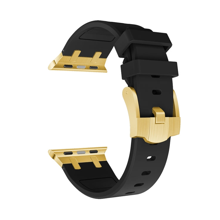 AP Silicone Watch Band For Apple Watch 5 44mm(Gold Black) - Watch Bands by PMC Jewellery | Online Shopping South Africa | PMC Jewellery