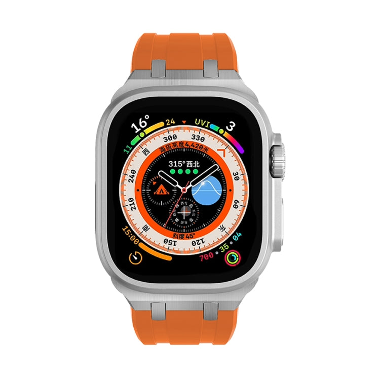 AP Silicone Watch Band For Apple Watch 5 44mm(Silver Orange) - Watch Bands by PMC TechLife | Online Shopping South Africa | PMC TechLife