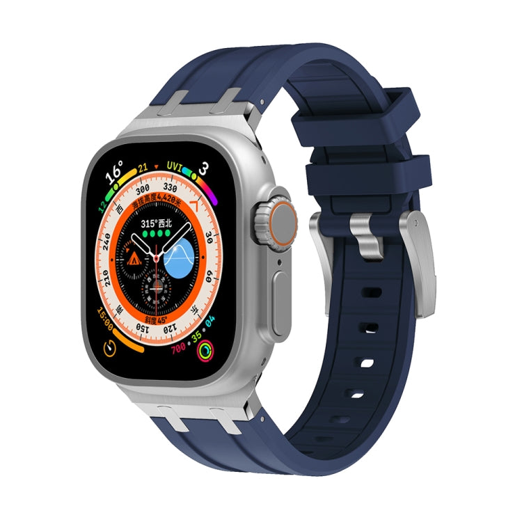 AP Silicone Watch Band For Apple Watch 4 40mm(Silver Blue) - Watch Bands by PMC TechLife | Online Shopping South Africa | PMC TechLife