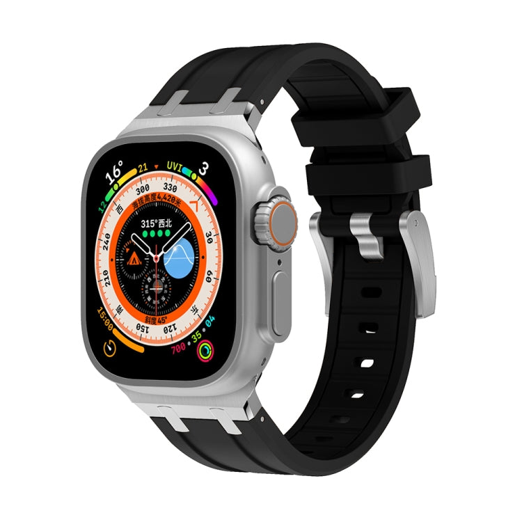 AP Silicone Watch Band For Apple Watch 3 38mm(Silver Black) - Watch Bands by PMC TechLife | Online Shopping South Africa | PMC TechLife