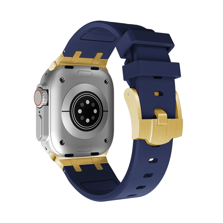 AP Silicone Watch Band For Apple Watch 3 42mm(Gold Blue) - Watch Bands by PMC TechLife | Online Shopping South Africa | PMC TechLife