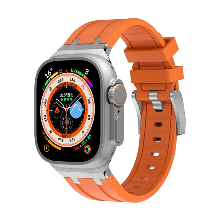 AP Silicone Watch Band For Apple Watch 9 45mm(Silver Orange) - Watch Bands by PMC TechLife | Online Shopping South Africa | PMC TechLife