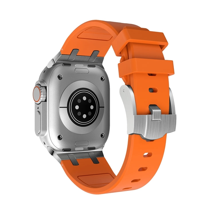 AP Silicone Watch Band For Apple Watch 9 45mm(Silver Orange) - Watch Bands by PMC TechLife | Online Shopping South Africa | PMC TechLife