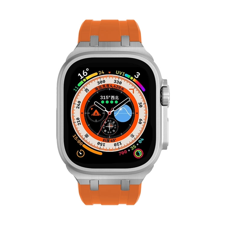 AP Silicone Watch Band For Apple Watch 9 45mm(Silver Orange) - Watch Bands by PMC TechLife | Online Shopping South Africa | PMC TechLife