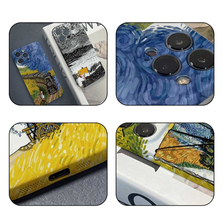 For iPhone 14 Plus Precise Hole Oil Painting Pattern PC Phone Case(Handcart) - iPhone 14 Plus Cases by PMC Jewellery | Online Shopping South Africa | PMC Jewellery