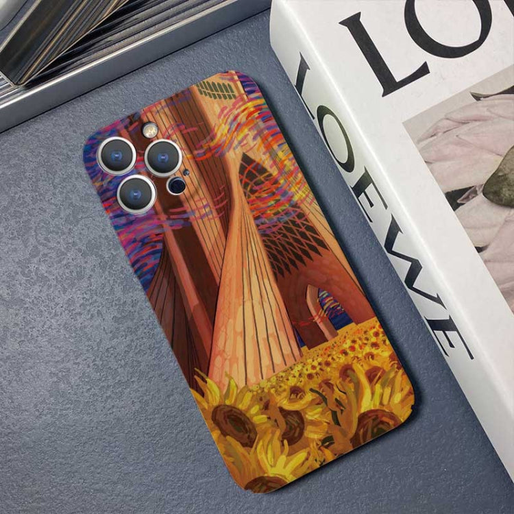 For iPhone 14 Plus Precise Hole Oil Painting Pattern PC Phone Case(Architectural Painting) - iPhone 14 Plus Cases by PMC TechLife | Online Shopping South Africa | PMC TechLife