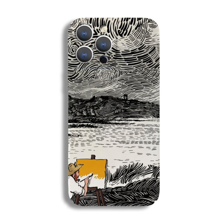 For iPhone 13 mini Precise Hole Oil Painting Pattern PC Phone Case(Inkwash) - iPhone 13 mini Cases by PMC TechLife | Online Shopping South Africa | PMC TechLife
