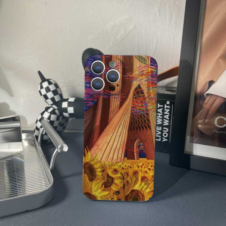 For iPhone 13 Pro Precise Hole Oil Painting Pattern PC Phone Case(Architectural Painting) - iPhone 13 Pro Cases by PMC TechLife | Online Shopping South Africa | PMC TechLife