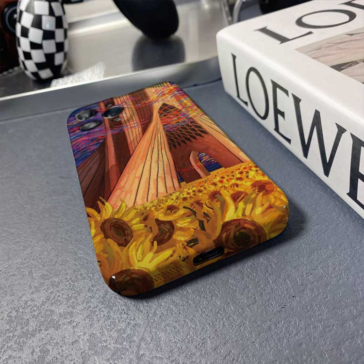 For iPhone 13 Pro Max Precise Hole Oil Painting Pattern PC Phone Case(Architectural Painting) - iPhone 13 Pro Max Cases by PMC TechLife | Online Shopping South Africa | PMC TechLife