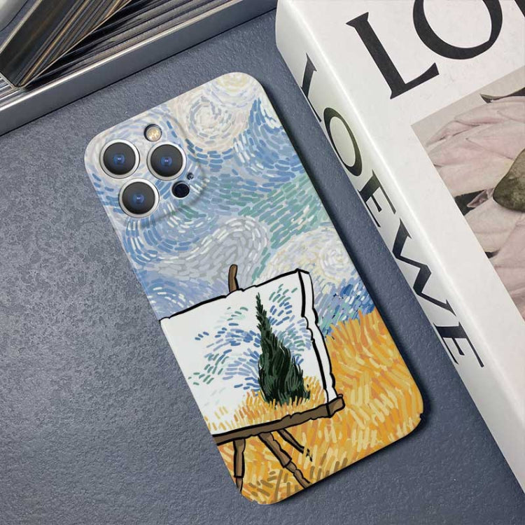 For iPhone 12 mini Precise Hole Oil Painting Pattern PC Phone Case(Landscape Painting) - iPhone 12 mini Cases by PMC TechLife | Online Shopping South Africa | PMC TechLife