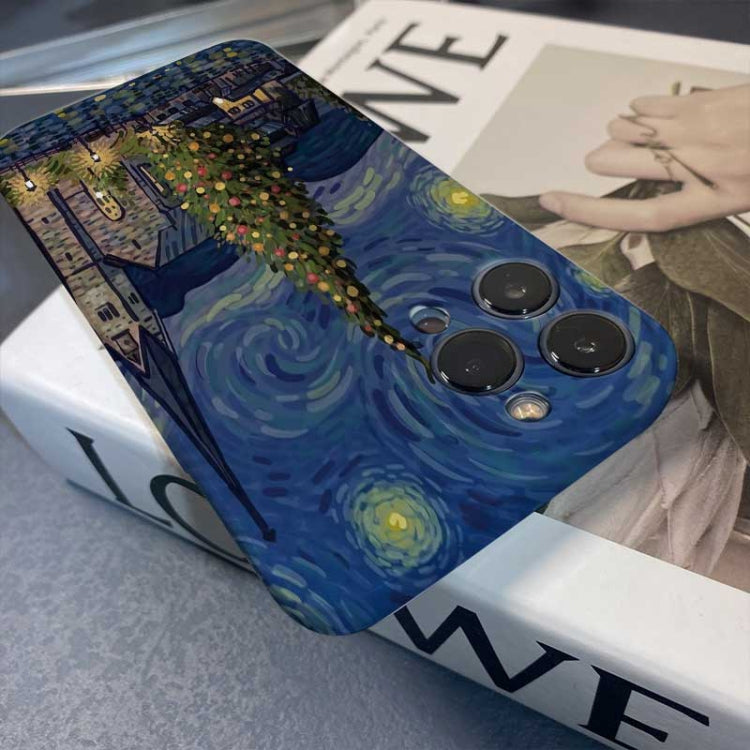 For iPhone 12 Precise Hole Oil Painting Pattern PC Phone Case(Castle) - iPhone 12 / 12 Pro Cases by PMC TechLife | Online Shopping South Africa | PMC TechLife