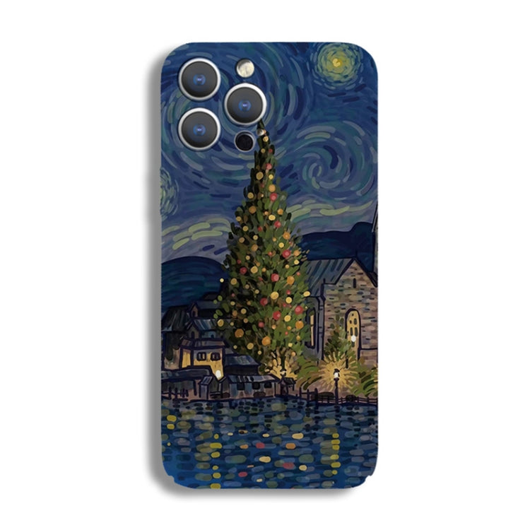 For iPhone 12 Pro Precise Hole Oil Painting Pattern PC Phone Case(Castle) - iPhone 12 / 12 Pro Cases by PMC TechLife | Online Shopping South Africa | PMC TechLife