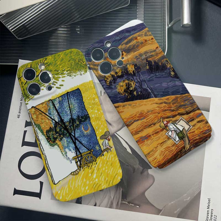 For iPhone 12 Pro Precise Hole Oil Painting Pattern PC Phone Case(Evening Breeze) - iPhone 12 / 12 Pro Cases by PMC TechLife | Online Shopping South Africa | PMC TechLife