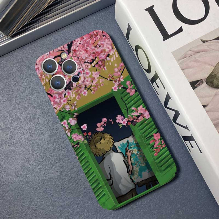 For iPhone SE 2022 / 2020 / 8 / 7 Precise Hole Oil Painting Pattern PC Phone Case(Peach Blossom) - iPhone SE 2022 / 2020 / 8 / 7 Cases by PMC TechLife | Online Shopping South Africa | PMC TechLife