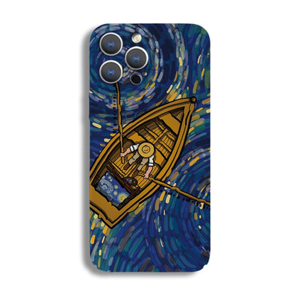 For iPhone XR Precise Hole Oil Painting Pattern PC Phone Case(Boating) - More iPhone Cases by PMC Jewellery | Online Shopping South Africa | PMC Jewellery