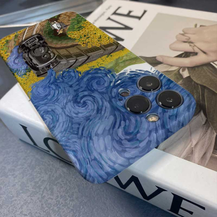 For iPhone XR Precise Hole Oil Painting Pattern PC Phone Case(Train) - More iPhone Cases by PMC TechLife | Online Shopping South Africa | PMC TechLife