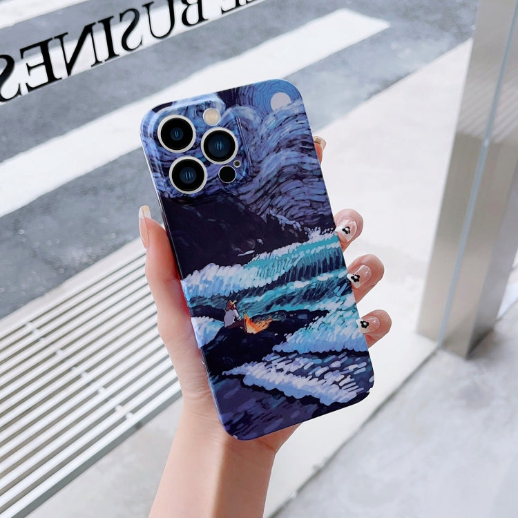 For iPhone 13 Precise Hole Oil Painting Pattern PC Phone Case(Sea Wave) - iPhone 13 Cases by PMC Jewellery | Online Shopping South Africa | PMC Jewellery