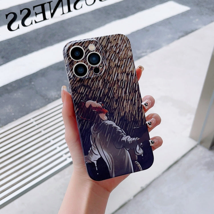 For iPhone X / XS Precise Hole Oil Painting Pattern PC Phone Case(Rain) - More iPhone Cases by PMC TechLife | Online Shopping South Africa | PMC TechLife