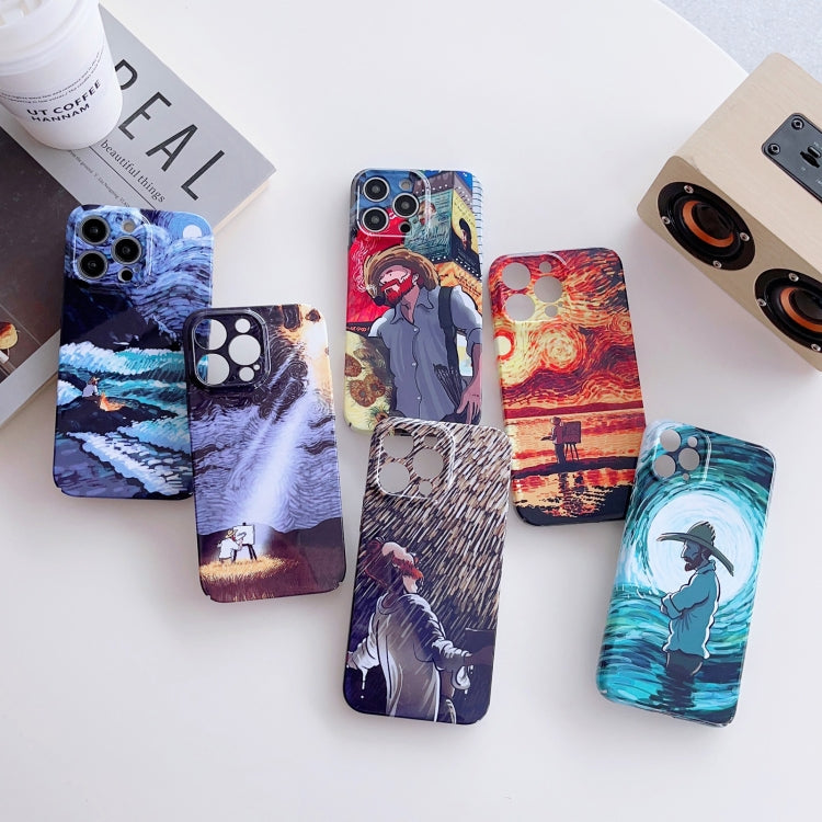 For iPhone 13 Precise Hole Oil Painting Pattern PC Phone Case(Thinker) - iPhone 13 Cases by PMC TechLife | Online Shopping South Africa | PMC TechLife