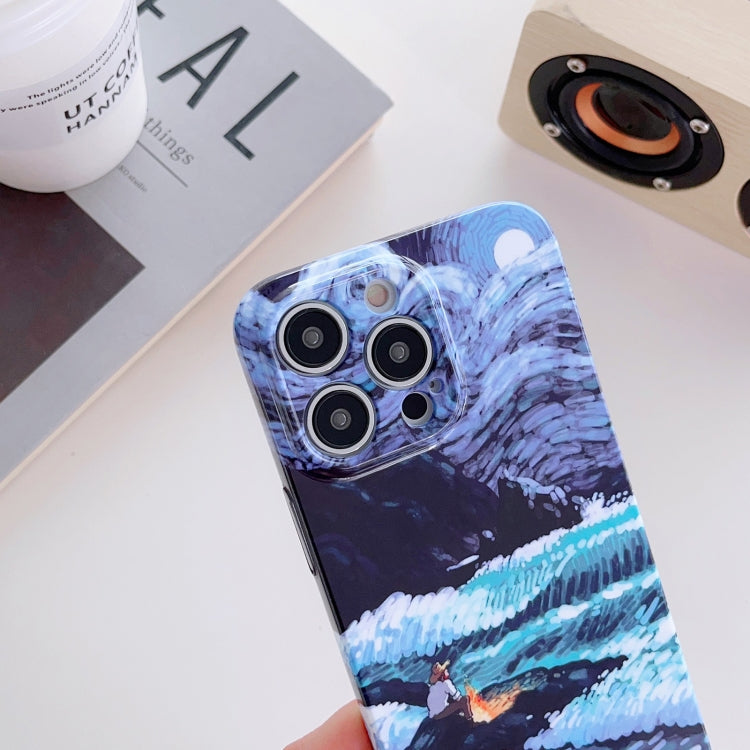 For iPhone X / XS Precise Hole Oil Painting Pattern PC Phone Case(Rain) - More iPhone Cases by PMC TechLife | Online Shopping South Africa | PMC TechLife