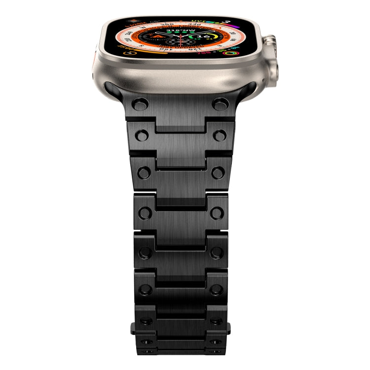 Double Rows Metal Watch Band For Apple Watch 8 45mm(Black) - Watch Bands by PMC TechLife | Online Shopping South Africa | PMC TechLife