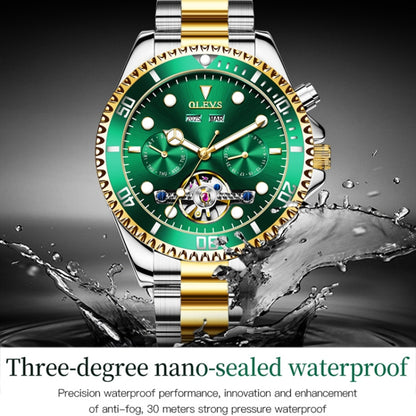 OLEVS 6605 Men Multifunctional Waterproof Mechanical Watch(Green) - Metal Strap Watches by OLEVS | Online Shopping South Africa | PMC Jewellery | Buy Now Pay Later Mobicred