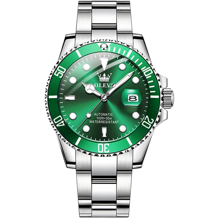 OLEVS 6650 Men Luminous Waterproof Mechanical Watch(Green) - Metal Strap Watches by OLEVS | Online Shopping South Africa | PMC Jewellery