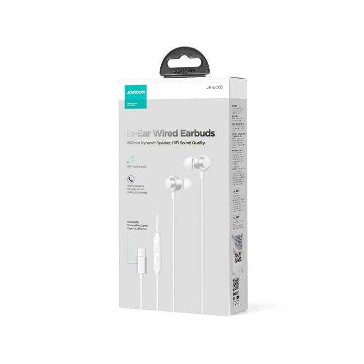 JOYROOM JR-EC06 Type-C Metal In-Ear Wired Earphone, Length: 1.2m(White) - Type-C Earphone by JOYROOM | Online Shopping South Africa | PMC TechLife