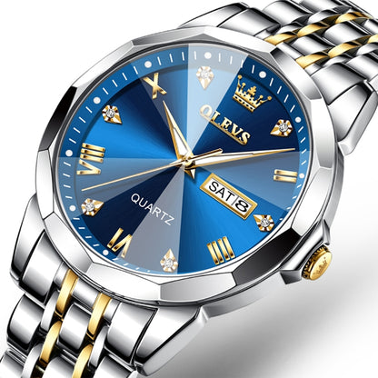 OLEVS 9931 Men Luminous Waterproof Quartz Watch(Blue) - Metal Strap Watches by OLEVS | Online Shopping South Africa | PMC Jewellery | Buy Now Pay Later Mobicred