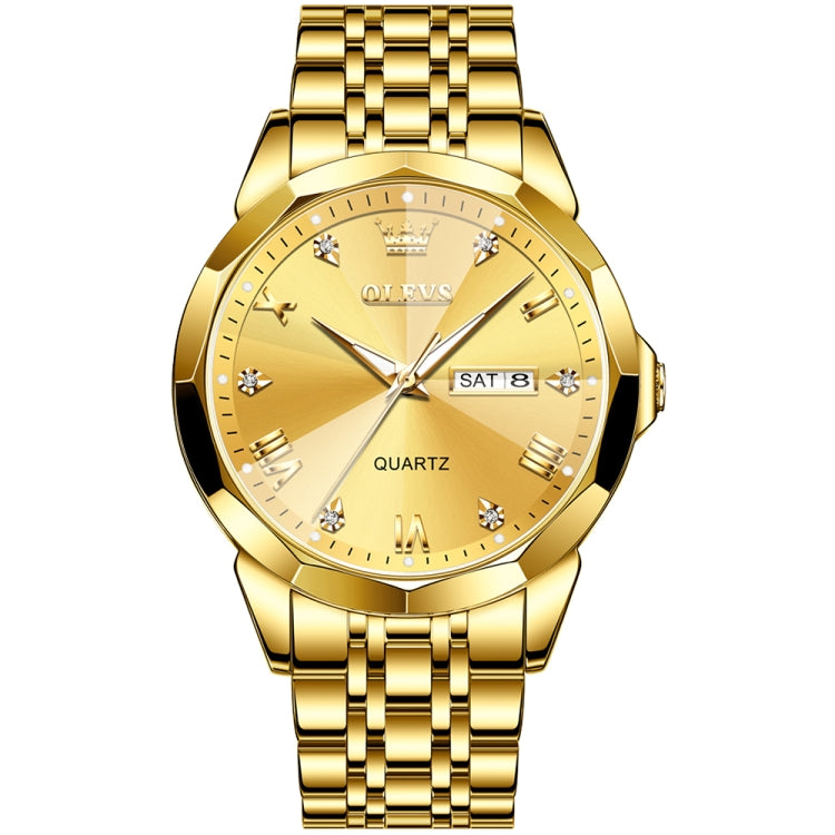 OLEVS 9931 Men Luminous Waterproof Quartz Watch(Gold) - Metal Strap Watches by OLEVS | Online Shopping South Africa | PMC Jewellery | Buy Now Pay Later Mobicred