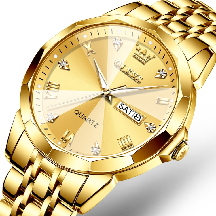 OLEVS 9931 Men Luminous Waterproof Quartz Watch(Gold) - Metal Strap Watches by OLEVS | Online Shopping South Africa | PMC Jewellery | Buy Now Pay Later Mobicred