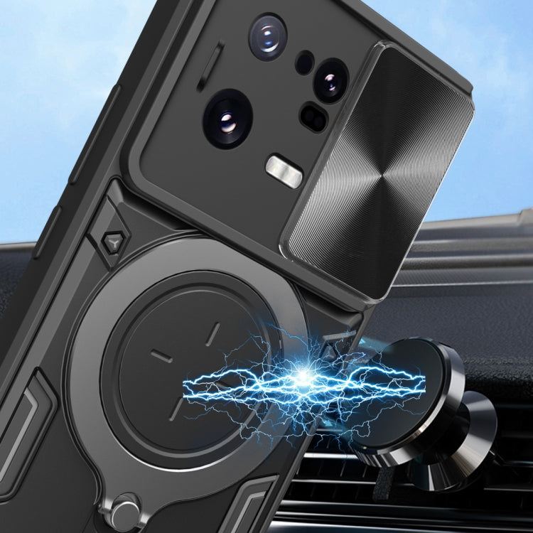 For Xiaomi 13 Pro CD Texture Sliding Camshield Magnetic Holder Phone Case(Silver) - free shipping - PMC TechLife - Order now!