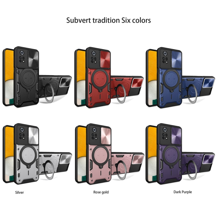 For Xiaomi Poco X4 Pro 5G CD Texture Sliding Camshield Magnetic Holder Phone Case(Red) - free shipping - PMC TechLife - Order now!