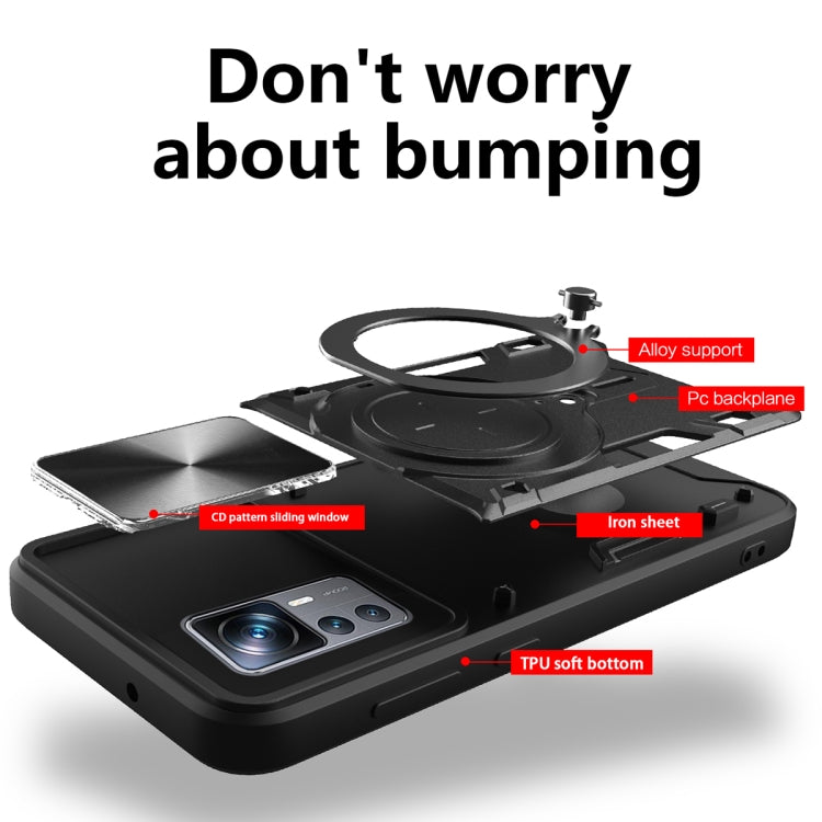 For Xiaomi 12T / 12T Pro CD Texture Sliding Camshield Magnetic Holder Phone Case(Blue) - free shipping - PMC TechLife - Order now!