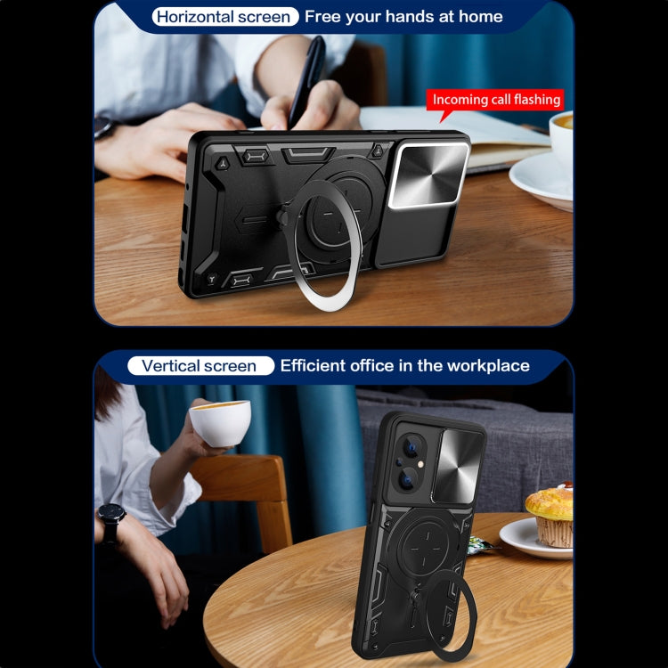 For Xiaomi Poco M5 5G CD Texture Sliding Camshield Magnetic Holder Phone Case(Red) - free shipping - PMC TechLife - Order now!