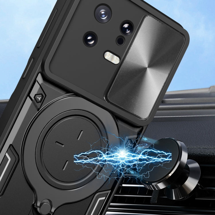 For Xiaomi 13 CD Texture Sliding Camshield Magnetic Holder Phone Case(Purple) - free shipping - PMC TechLife - Order now!