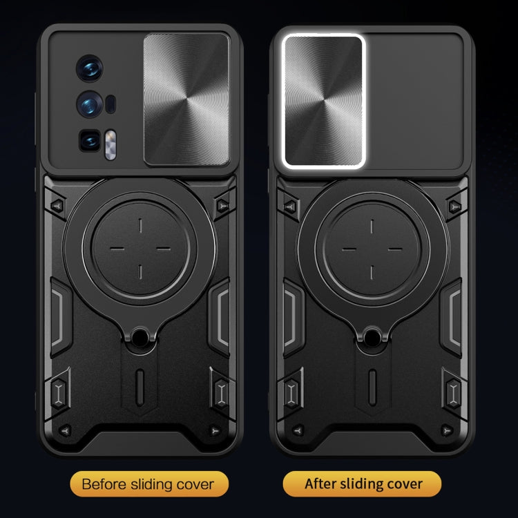 For Xiaomi Poco F5 Pro/Redmi K60  CD Texture Sliding Camshield Magnetic Holder Phone Case(Black) - free shipping - PMC TechLife - Order now!