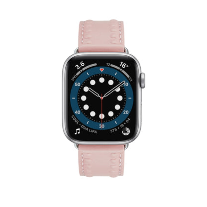 Embossed Love Genuine Leather Watch Band For Apple Watch 8 41mm(Pink) - Watch Bands by PMC Jewellery | Online Shopping South Africa | PMC Jewellery