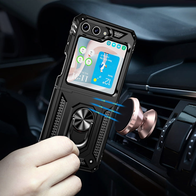 For Samsung Galaxy Z Flip5 Shockproof TPU + PC Phone Case with Holder(Black) - free shipping - PMC TechLife - Order now!