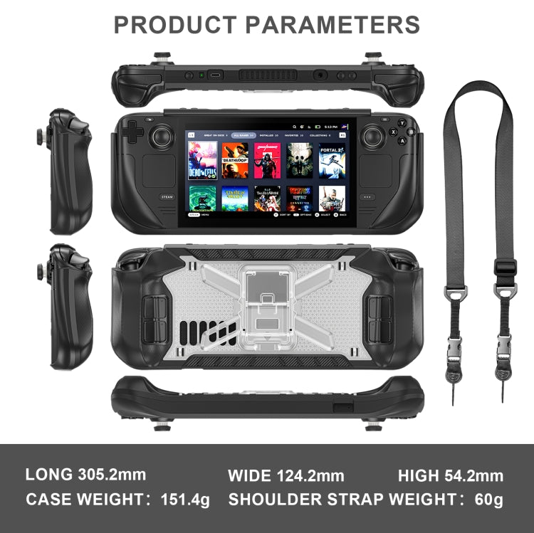 For Steam Deck Shockproof Game Console Case with Holder & Shoulder Strap(Black+Transparent) - Accessories by PMC Jewellery | Online Shopping South Africa | PMC Jewellery