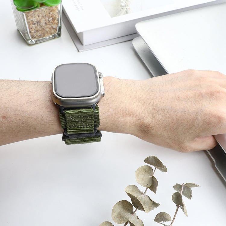 Nylon Two Section Watch Band For Apple Watch SE 2022 44mm(Dark Green) - Watch Bands by PMC TechLife | Online Shopping South Africa | PMC TechLife