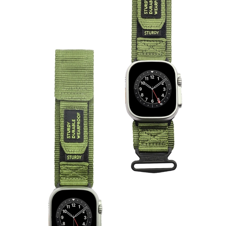 Nylon Two Section Watch Band For Apple Watch 7 41mm(Dark Green) - Watch Bands by PMC TechLife | Online Shopping South Africa | PMC TechLife