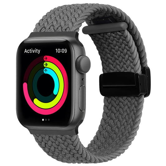 Magnetic Fold Clasp Woven Watch Band For Apple Watch Ultra 49mm(Grey) - Watch Bands by PMC Jewellery | Online Shopping South Africa | PMC Jewellery